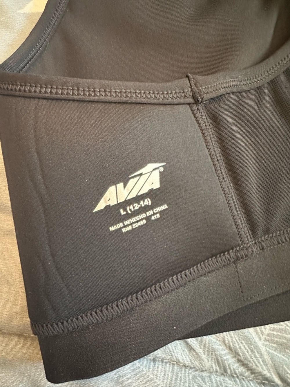 EUC Avia Black Racerback Performance Sports Bra Sz L (12-14) - Picture 5 of 5